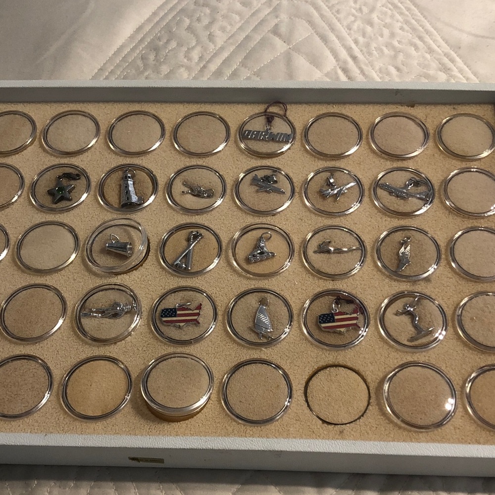 Assorted sterling silver Charms in Display Tray - Silver